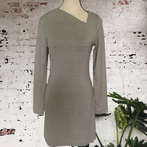 Kate Spade Saturday Dress, Sz S blk & white micro Striped asymmetrical neckline